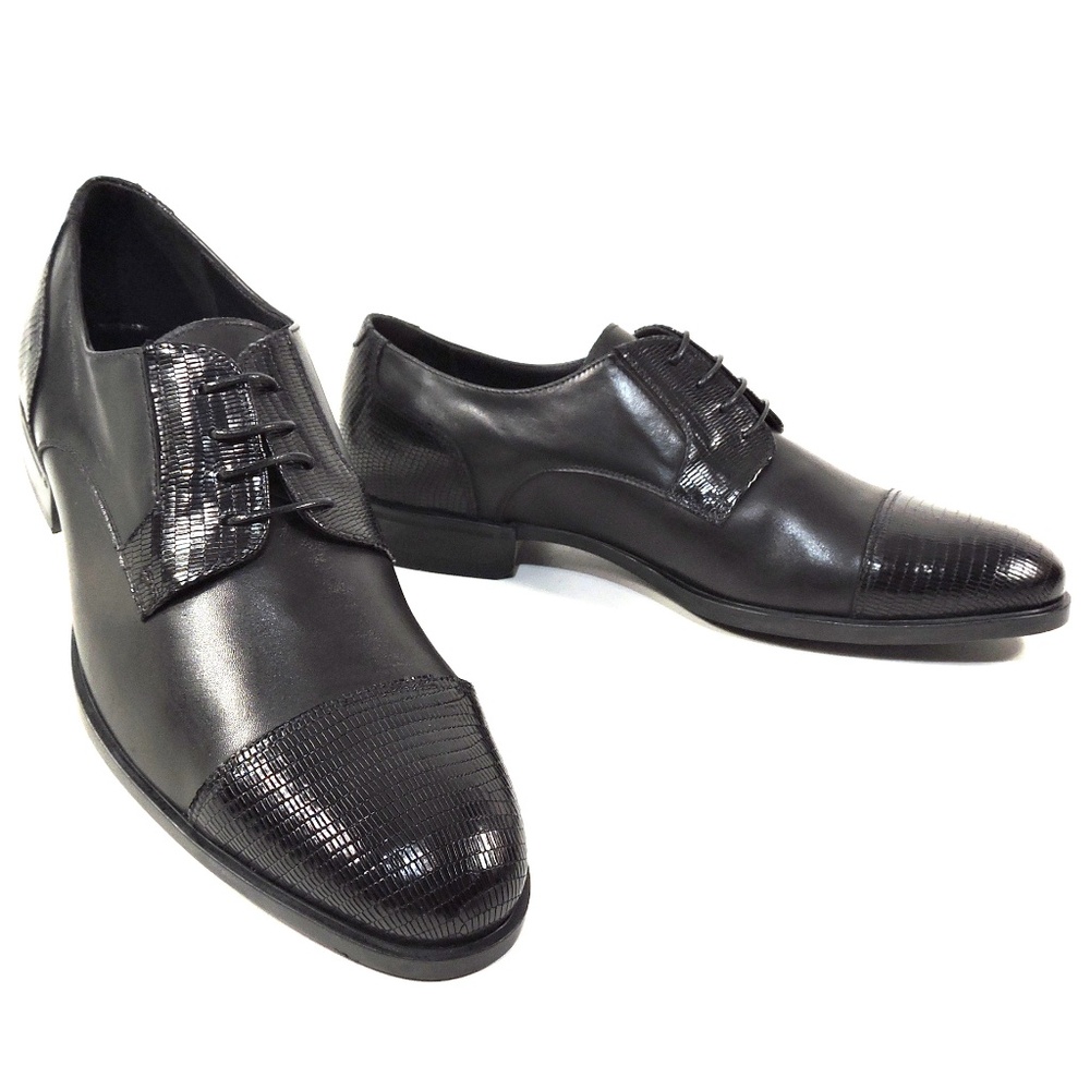 LUIGI TRAINI 🇮🇹 MEN'S BLACK SOFT LEATHER OXFORD SHOES